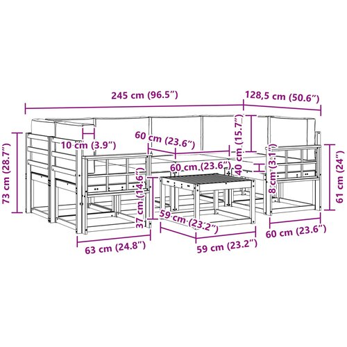  Set vanjskih sofa 7 kom. Bijela i antracit Slike