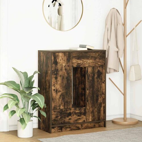  Komoda s ladicama i vratima dimljeni hrast 73x31x90 cm Slike