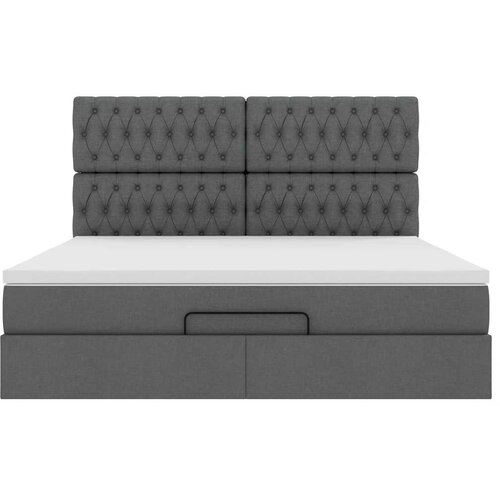  Otomanski krevet s madracem i LED tamnosivi 160x200cm tkanine Slike