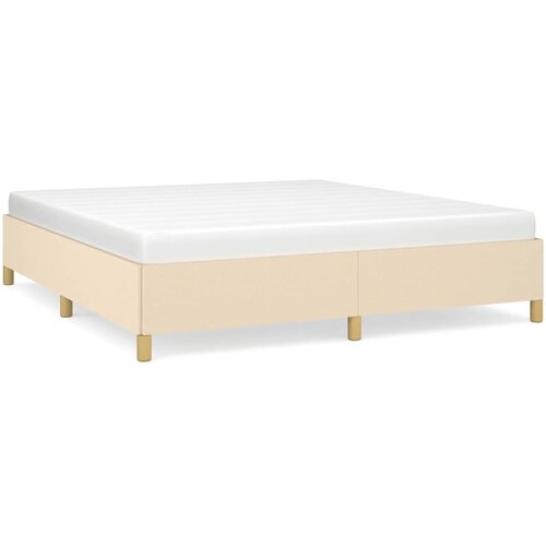  Okvir za krevet s oprugom krem 160x200 cm od tkanine Slike