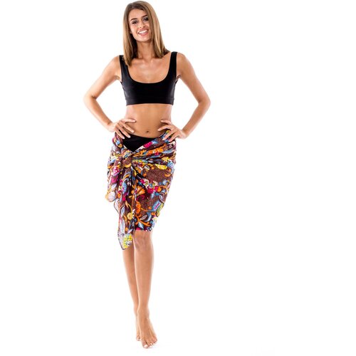 Fashion Hunters Dark brown patterned pareo Slike