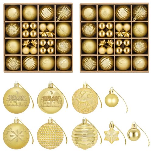  Set božićnih kuglica 88 kom. Zlatno &amp;Oslash; 6 cm Plastika - Zlatno Slike