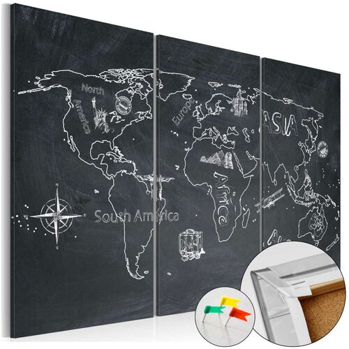  Slika na plutenoj podlozi - Travel broadens the mind (triptych) [Cork Map] 60x40 Slike