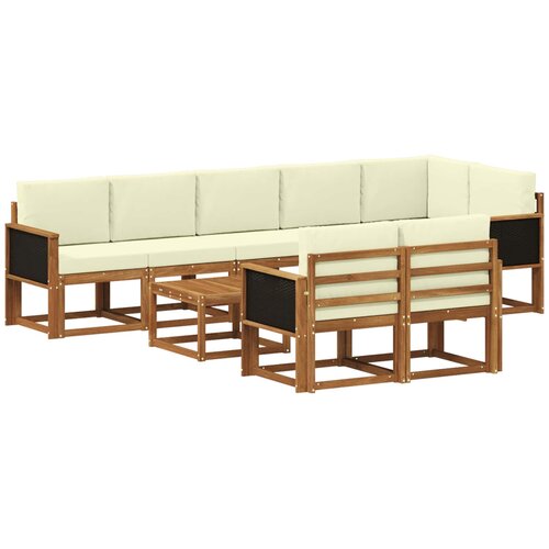 vidaXL Zunanja garnitura za sedenje 9 pcs Naravna in smetana Poliester, (5000282087) Cene