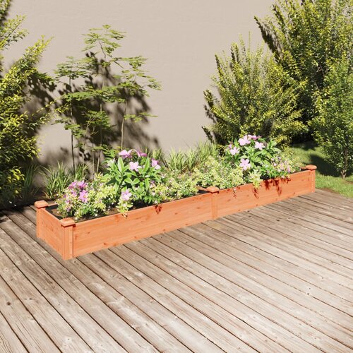 vidaXL Vrtna visoka greda s podlogo rjava 240x45x25 cm trden les jelke Cene