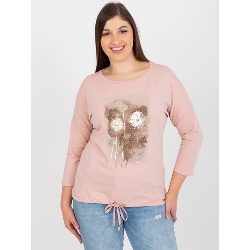 Fashion Hunters Light pink women&amp;#039;s blouse plus size with patches Slike