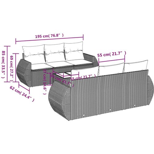 VidaXL 7-dijelni set vrtnih sofa sivi od poliratana Slike