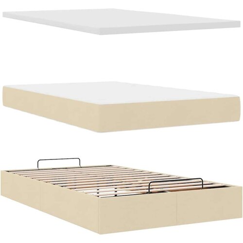 VidaXL Otomanski okvir kreveta s madracem krem 120x200cm od tkanine Slike