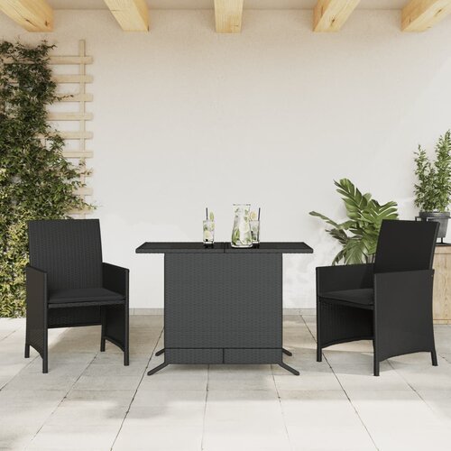 vidaXL Bistro garnitura 3-delna z blazinami črn poli ratan Cene