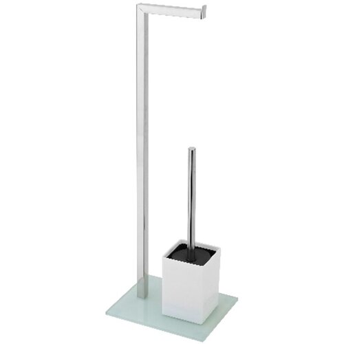 Feridras DRŽAČ TOLETNOG PAPIRA I WC ČETKE 70,5 cm, KROMIRANI ČELIK /PVC/KALJANO STAKLO, BIJELI Cijene