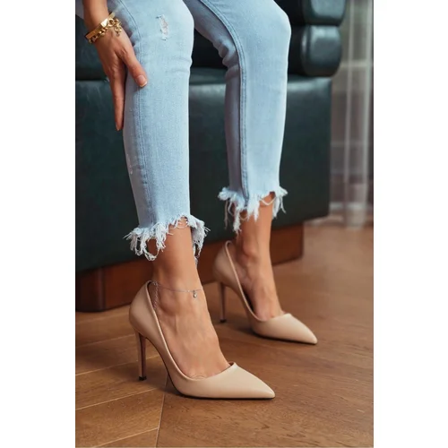 NİŞANTAŞI SHOES Vanessa Dark Beige Matte Pointed Toe Women's Stilettos