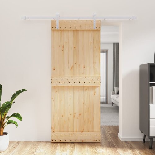 vidaXL Drsna vrata s kompletom vodil 85x210 cm trdna borovina Cene