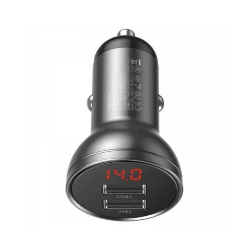 Baseus Auto punjač 2*Usb A 24W Digital Display crna Cene