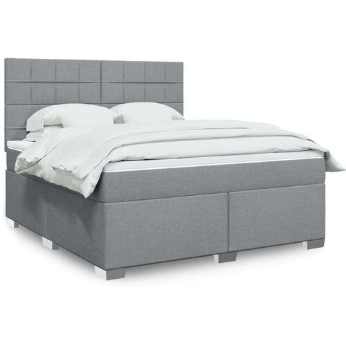 VidaXL Krevet s oprugama i madracem svjetlosivi 180x200 cm od tkanine Slike