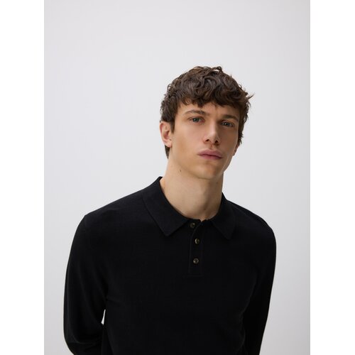 Reserved Polo-džemper s mje&scaron;avinom pamuka - crno Cijene