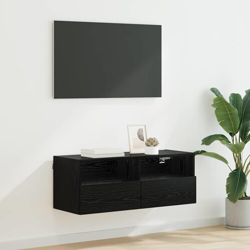 vidaXL TV zidni ormar Crni hrast 80 x 30 x 30 cm Konstruirano drvo Cene