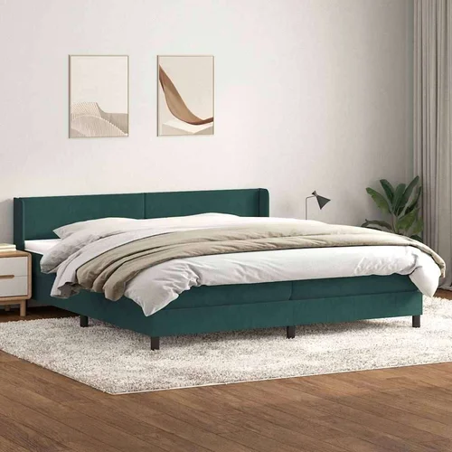 Box Spring krevet s madracem tamnozeleni 200x210 cm baršun