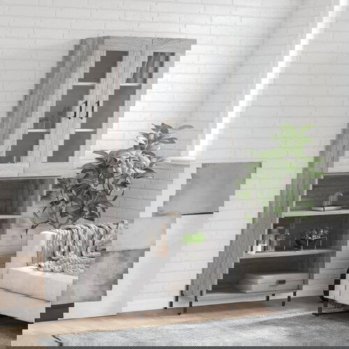 vidaXL Visoka komoda siva sonoma 69,5x34x180 cm inženirski les Cene