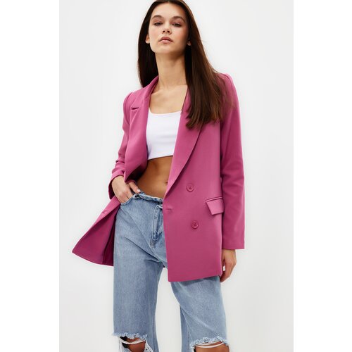 Trendyol Pink Regular Lined Double Breasted Closure Woven Blazer Jacket Slike