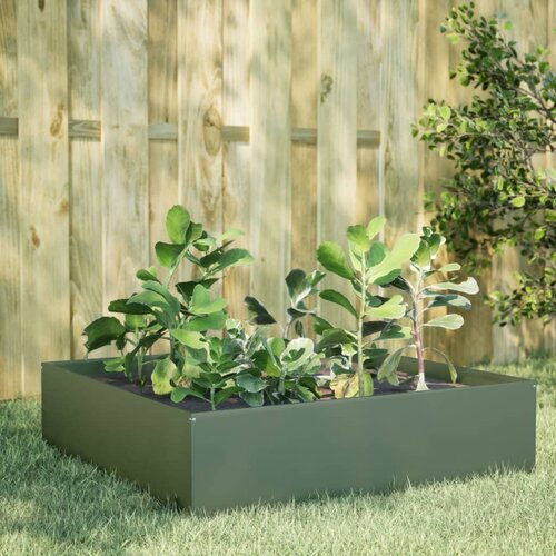 vidaXL Visoka greda olivno zelena 100x100x25 cm jeklo Cene