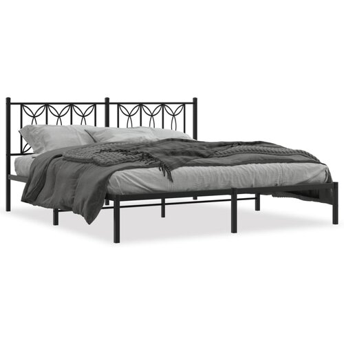 vidaXL Kovinski posteljni okvir z vzglavjem črn 183x213 cm Cene