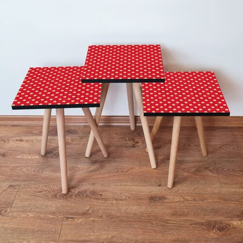 Hanah home 3Shp337 - red redyellow nesting table (3 pieces) Cene