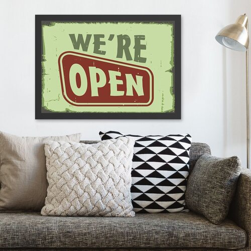 Wallity Uramljena slika "Otvoreni smo", 55x75 cm Cijene