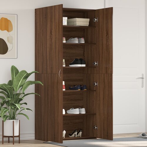 VidaXL Ormar za cipele Smeđa hrastovina 80x35,5x180 cm Igrađeni drvo Slike