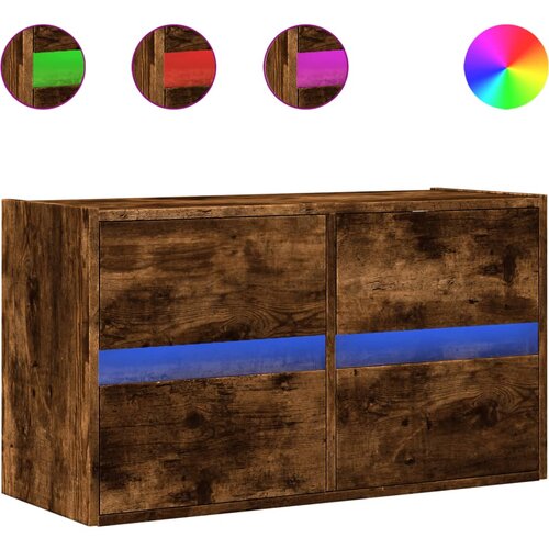 Maison Chic Stenska TV omarica - TV stojalo - Televizijska omarica z LED lučkami dimljeni hrast 80x31x45 cm, (21701796) Cene