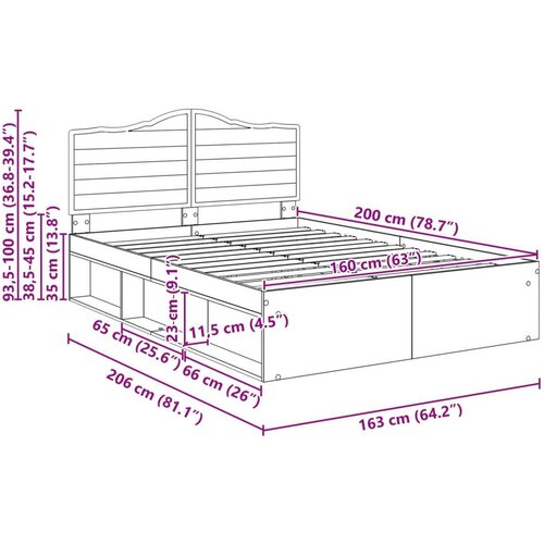  Okvir za krevet Beton 160 x 200 cm Čvrsto borovo drvo Slike