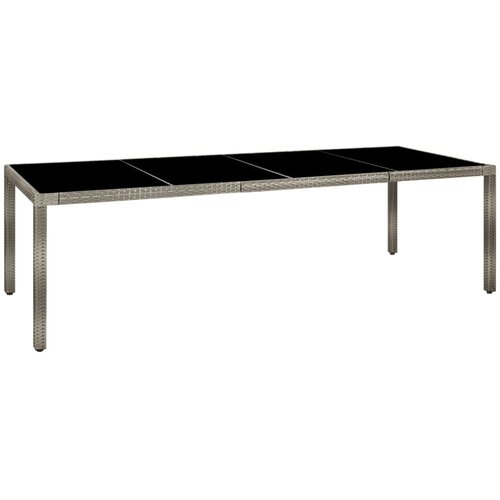 VidaXL Vrtna miza siva 250x100x75 cm kaljeno steklo in poli ratan Slike