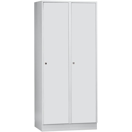 Wolf Garderobna omara s podnožjem, VxŠxG 1800 x 800 x 500 mm, 2 predelka, svetlo siva Cene