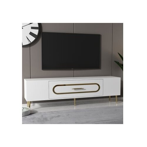 Hanah home TV komoda Dekop3, 150x48,2x29,6 cm, bijelo-zlatna boja Cene