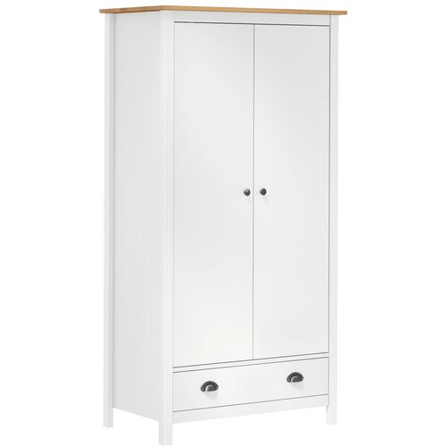 The Living Store Garderobna omara z 2 vrati Hill bela 89x50x170 cm borovina - Garderobna Omara, (21434308) Slike