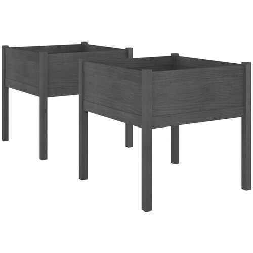 Maison Chic Vrtno cvetlično korito - Cvetlični Lonec 2 kosa sivo 70x70x70 cm trdna borovina, (21789522) Cene