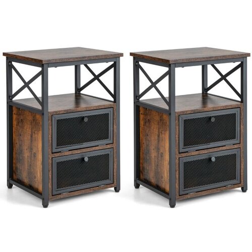 Namještaj Moderni stol za dnevni boravak s 2 sklopive ladice i otvorenom policom, rustikalno smeđa Cijene