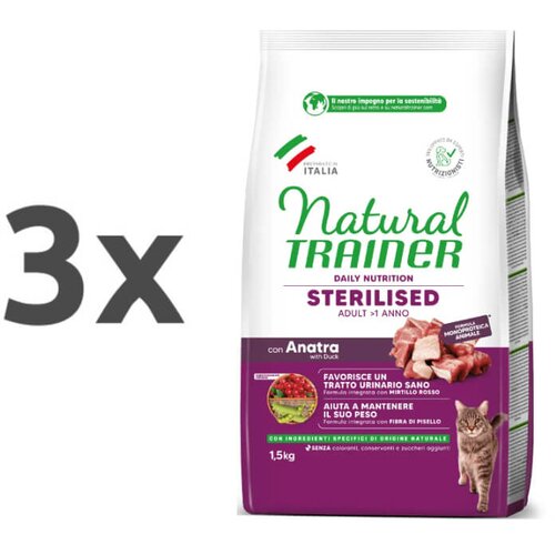 Natural trainer Cat Sterilised Adult, raca - različna pakiranja 3 x 1,5 kg Cene