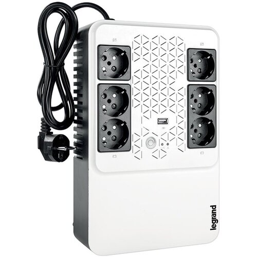 Legrand UPS Keor Multiplug 600VA/360W, Single phase, Line Interactive Technology- VI, Simulated SineWave,Cold Start Function,USB charger - Type A female/5 V, Outlet-6xGerman Standard, Quantity of internal batteries - 1pc 12V 7.2Ah, Internal AVR. LN310081 Cene