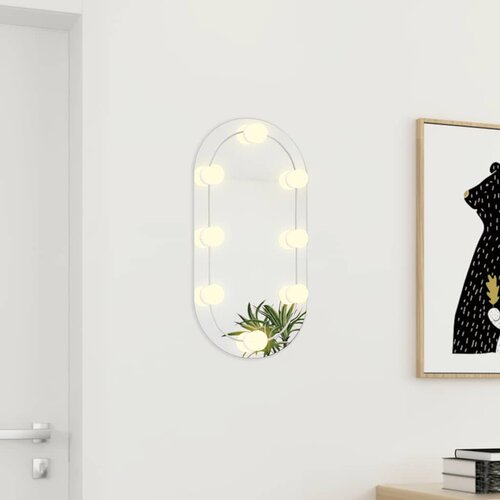  Ogledalo s LED svjetlima 60 x 30 cm stakleno ovalno Slike
