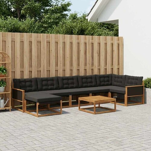  Set vanjskih sofa 8 pcs Prirodna i crna Čvrsto drvo akacije Cene