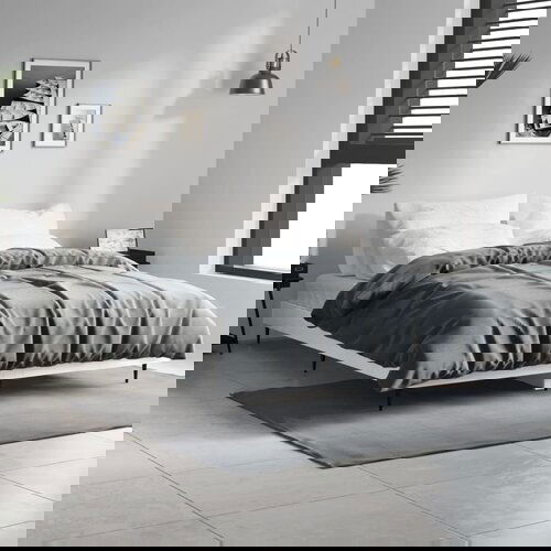 VidaXL Okvir za krevet visoki sjaj bijeli 140x190 cm konstruirano drvo Slike