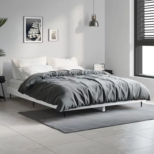 vidaXL Okvir za krevet visoki sjaj bijeli 140x190 cm konstruirano drvo