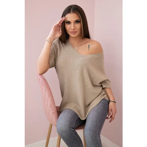 Kesi Włoski V-neck sweater blouse dark beige