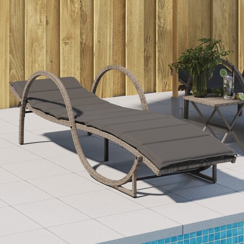 vidaXL Ležalnik z blazino siv 60x199x42 cm poli ratan Cene