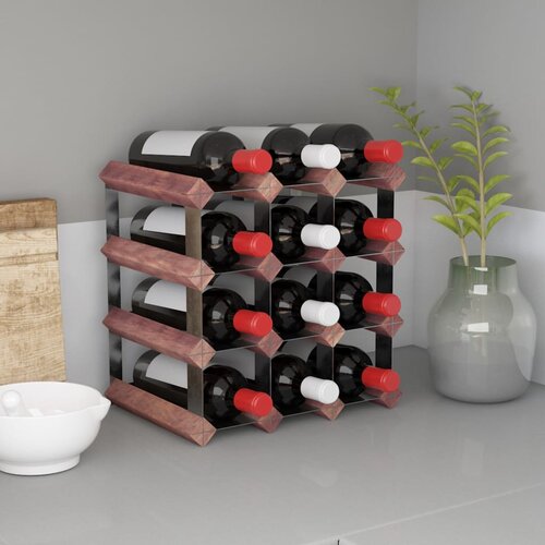 vidaXL Stojalo za vino za 12 steklenic rjavo trdna borovina Cene
