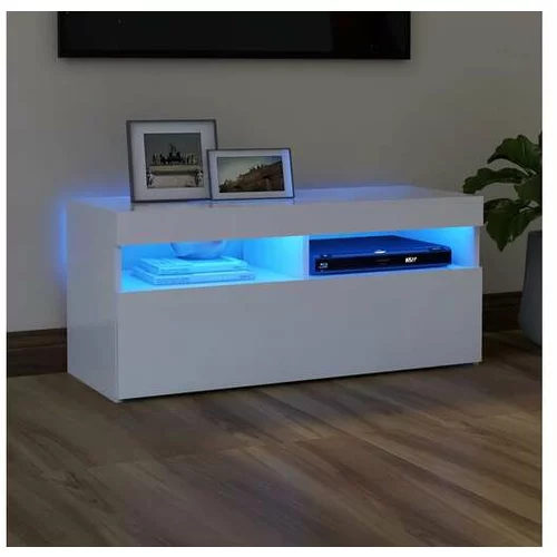  TV omarica z LED lučkami bela 90x35x40 cm