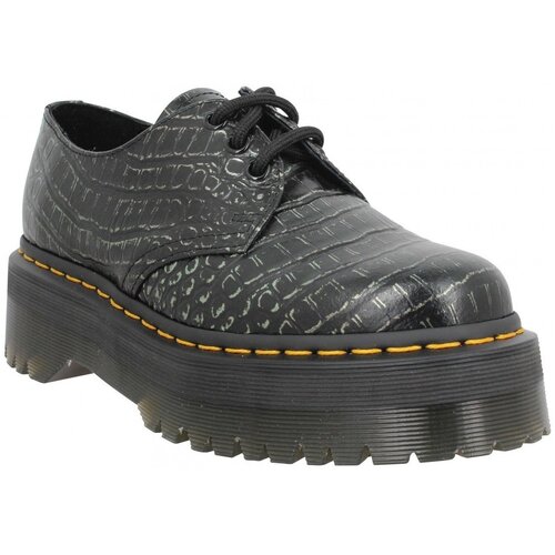 Dr. Martens Čevlji Derby 1461 Quad Wild Croc Emboss Femme Gunmetal Srebrna Slike