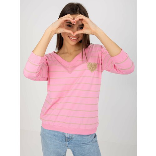 Fashion Hunters Pink and beige striped cotton blouse by BASIC FEEL GOOD Slike