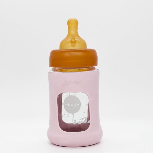 Hevea flašica sa širokim otvorom i zaštitnim rukavom puder roza 1 kom, 150ml/5oz Cene
