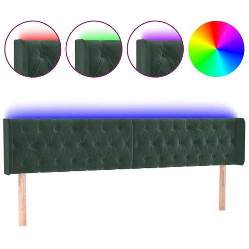 vidaXL LED uzglavlje tamnozeleno 183x16x78/88 cm baršunasto Cijene
